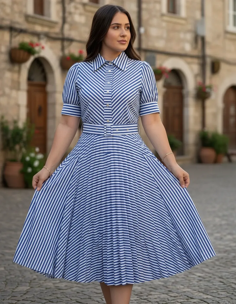Vestido Moda Evangelica Estampado Manga 3/4 Modesto Botoes