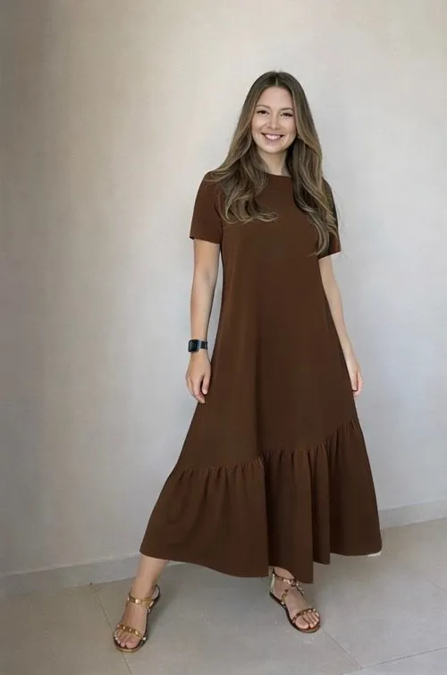 Vestido Evase Rosa Choc Modelo Suzana - Malha De Algodao