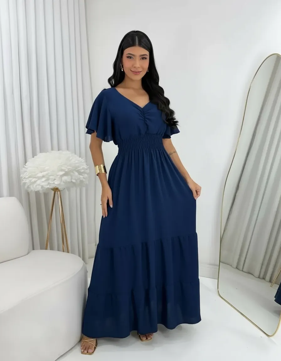 Vestido Longo Feminino De Manguinhas Multiuso De Luxo