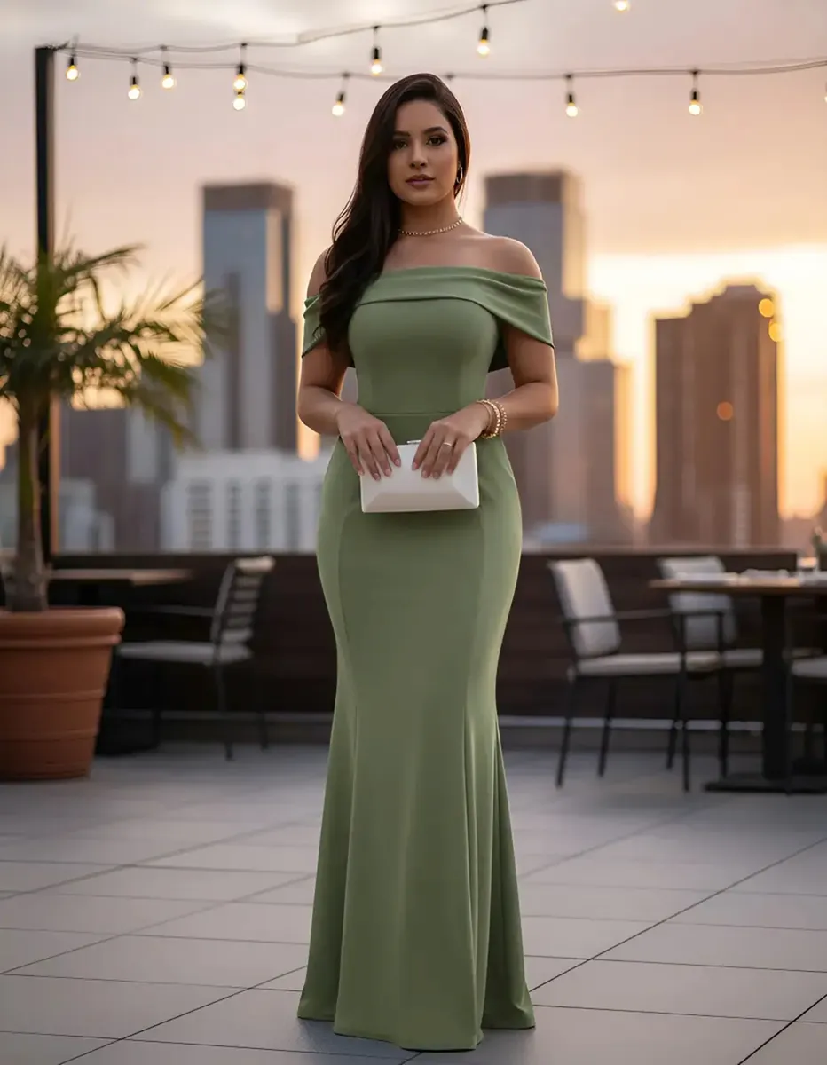 Vestido Longo Moda Instagram Lindo Ombro A Ombro Com Bojos