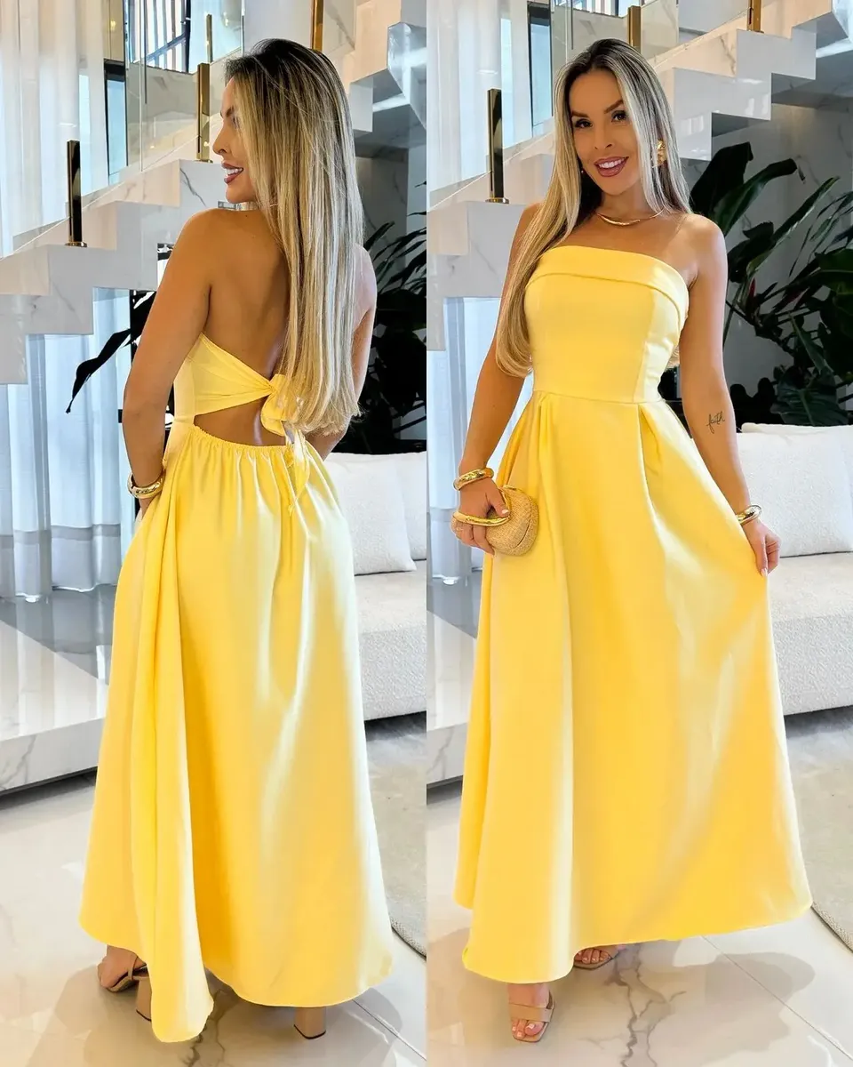 Vestido Feminino Longo Tomara Que Caia Elegante