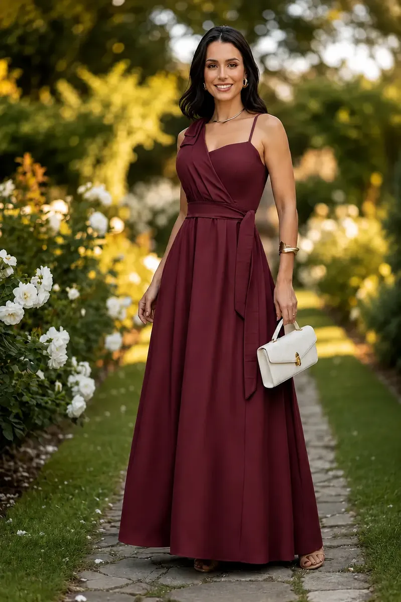 Vestido Laço Ombro Maxi Midi Festa Casamento Convidada Luxo
