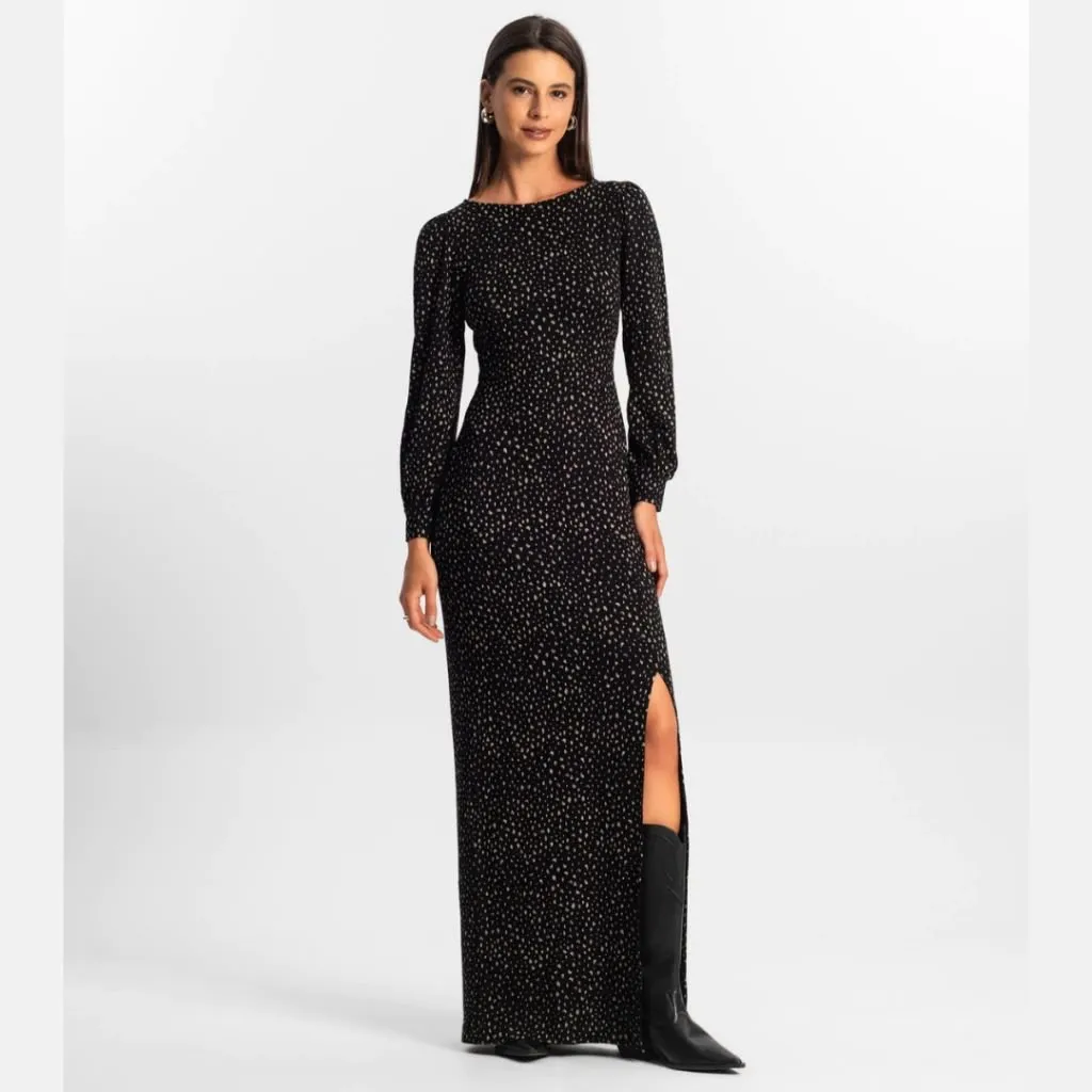 Vestido Longo Manga Longa Feminino Rovitex