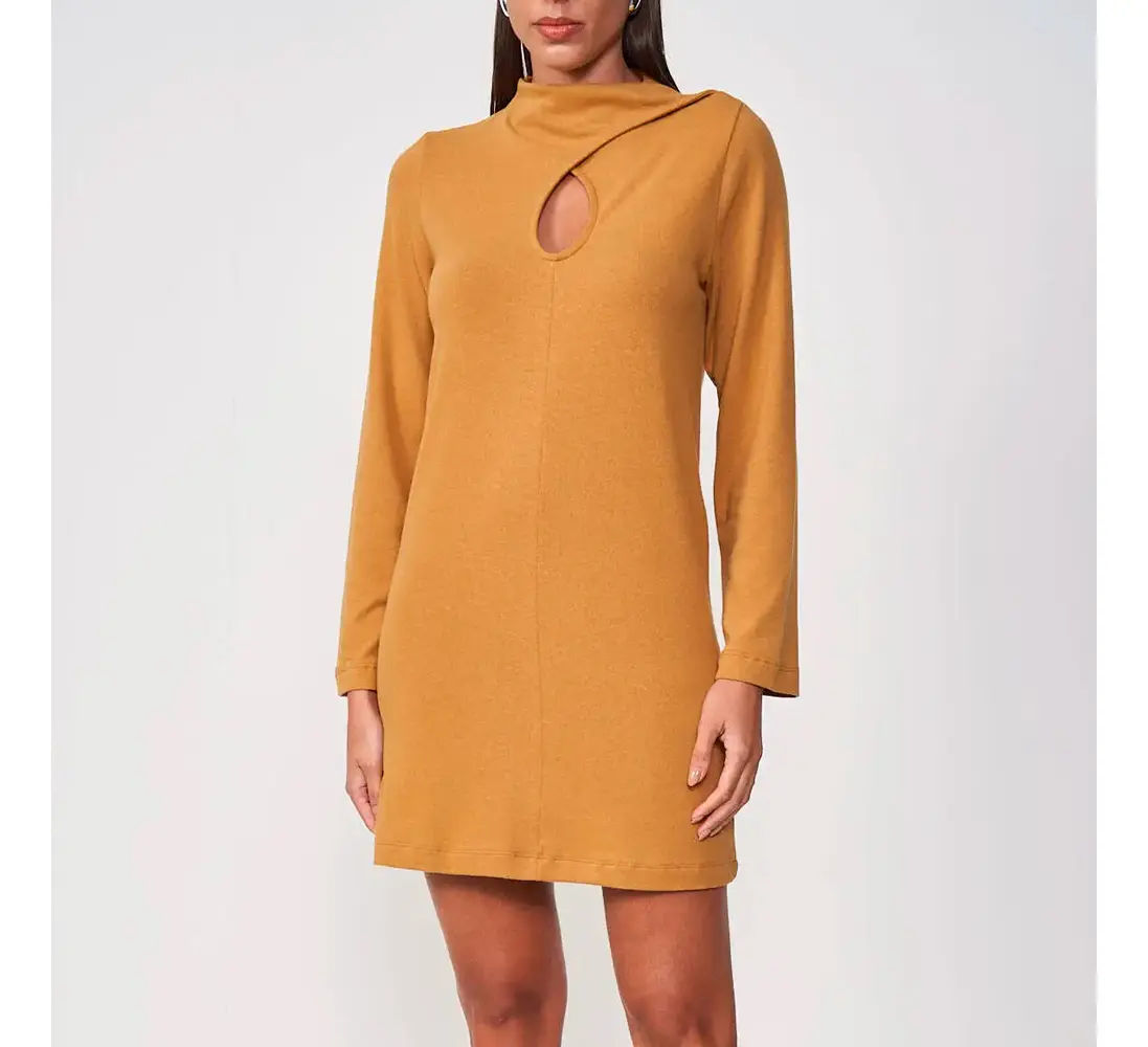 Vestido Curto Colcci Manga Longa In25 Marrom Feminino