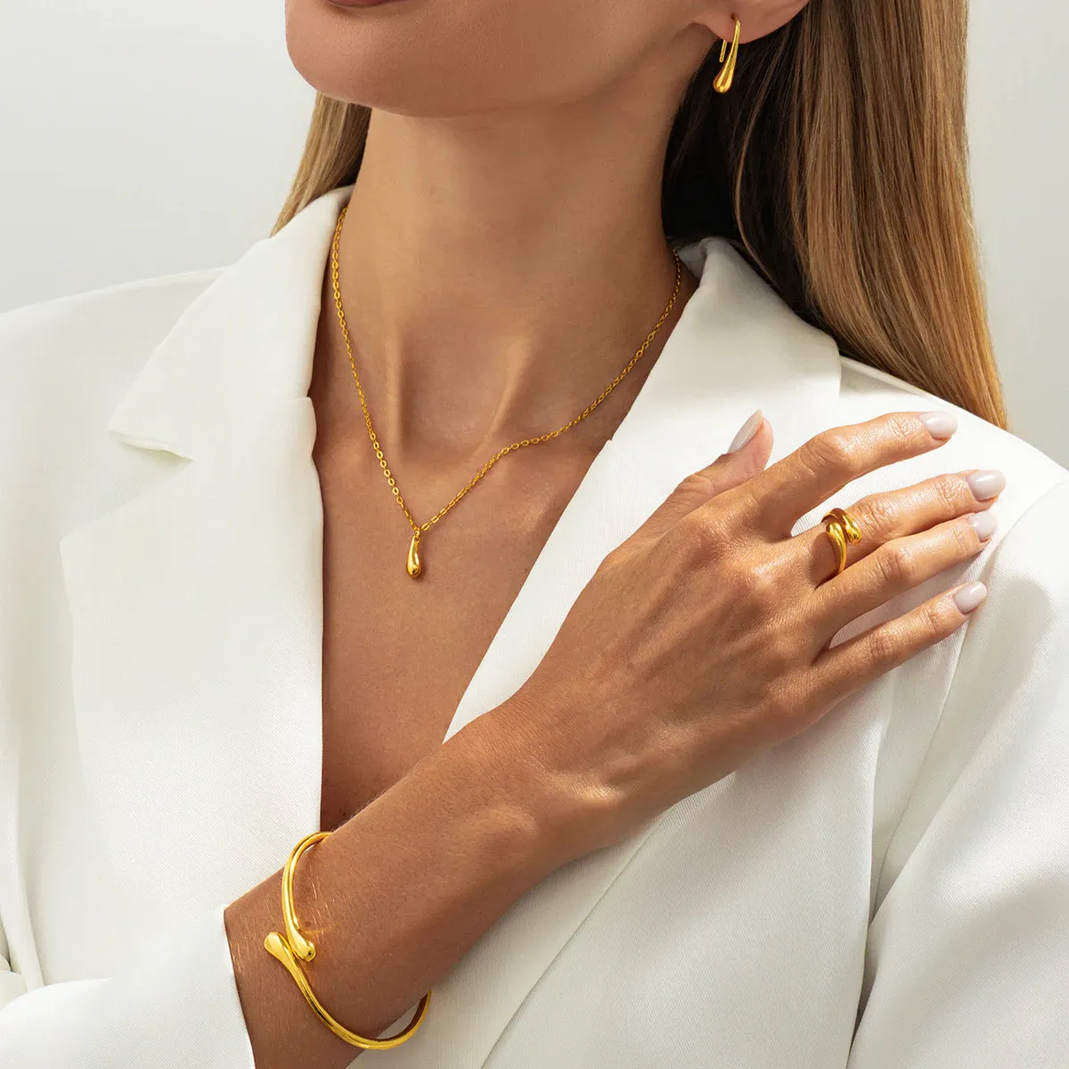 Kit Conjunto Feminino Gota 4 Peças Ajusta Completo Elegante