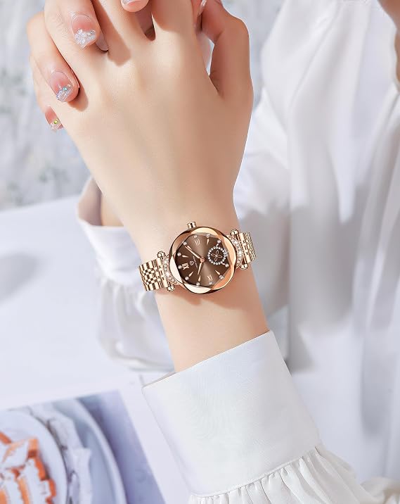 Gosasa Relógio feminino de luxo da marca Top Brand, mostrador diamante, relógio elegante para mulheres, couro, quartzo, moderno, relógio de pulso feminino, à prova d'água, mostrador analógico, aço